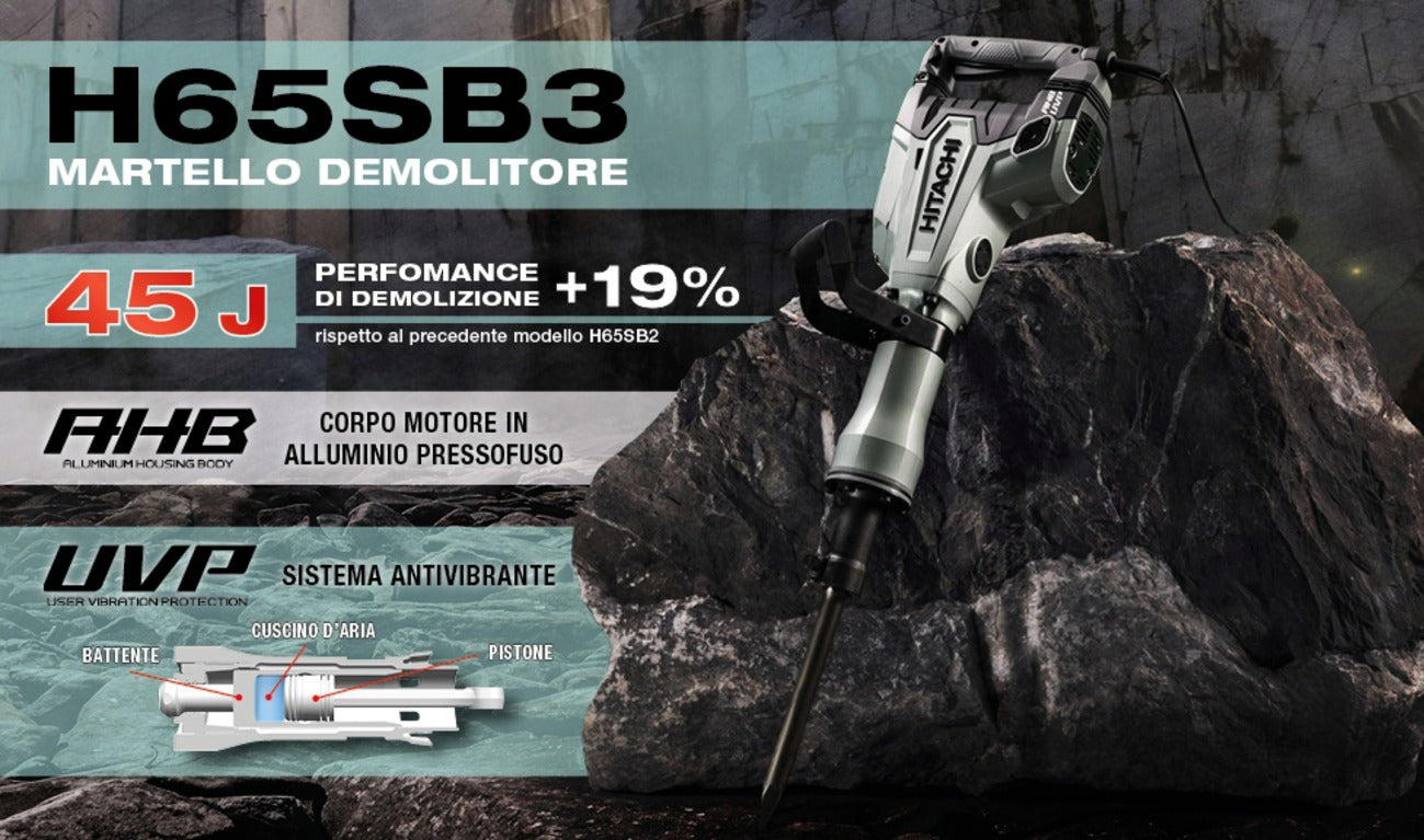 Martello demolitore Hikoki H65SB3 - 18 kg - UVP - 1.340 W - 37,4 Joule