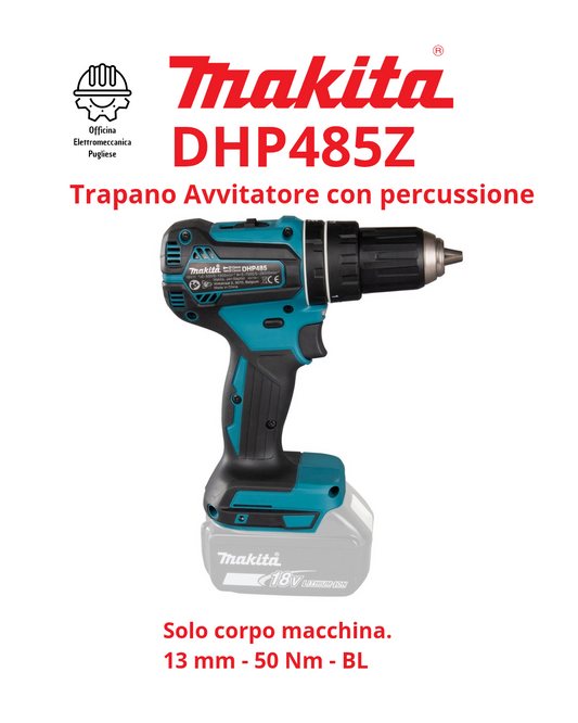 Trapano avvitatore c/percussione 18V Makita DHP485Z - 13 mm - 50 Nm - BL - Corpo macchina